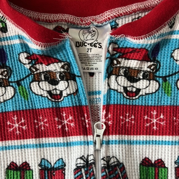 Bucee’s waffle knit holiday pajama onesie - Picture 3 of 3